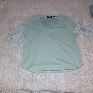 ❄️Baby Blue Bow Tie Sleeve Blouse❄️